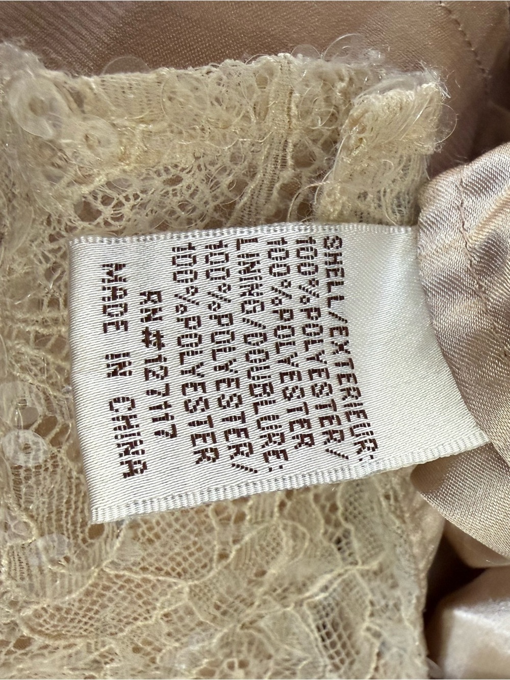 BADGLEY MISCHKA Sleeveless Beige Lace Sequin Dress Size US10 - Picture 6 of 7